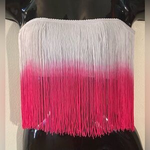 Hot Pink to Silver/grey Fade Fringe Tube Top